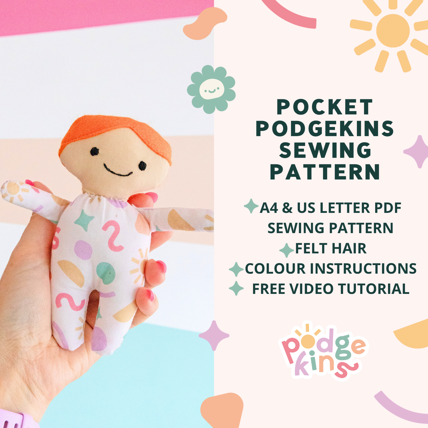 Pocket Podgekins Mini Doll Sewing Pattern