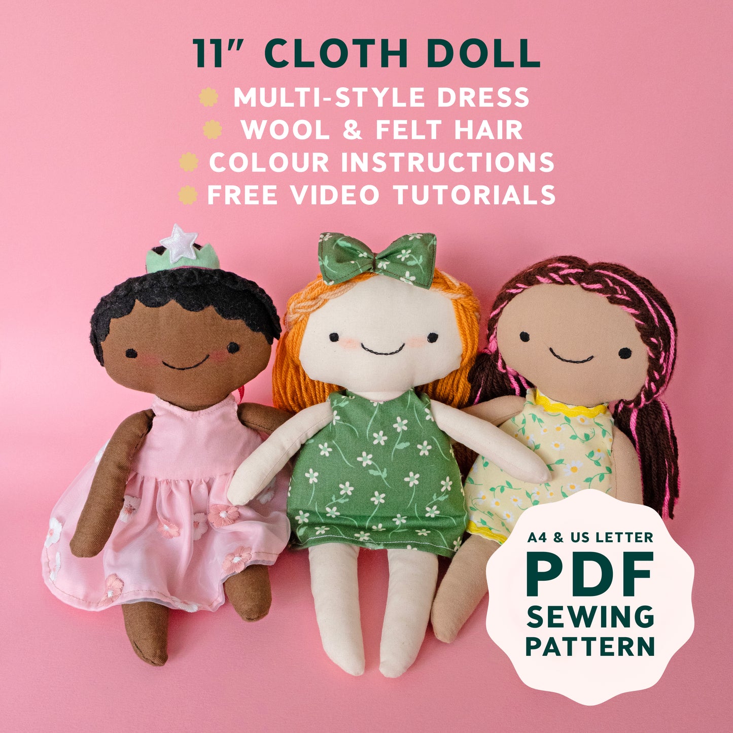 Podgekins Doll Sewing Pattern Dress Version