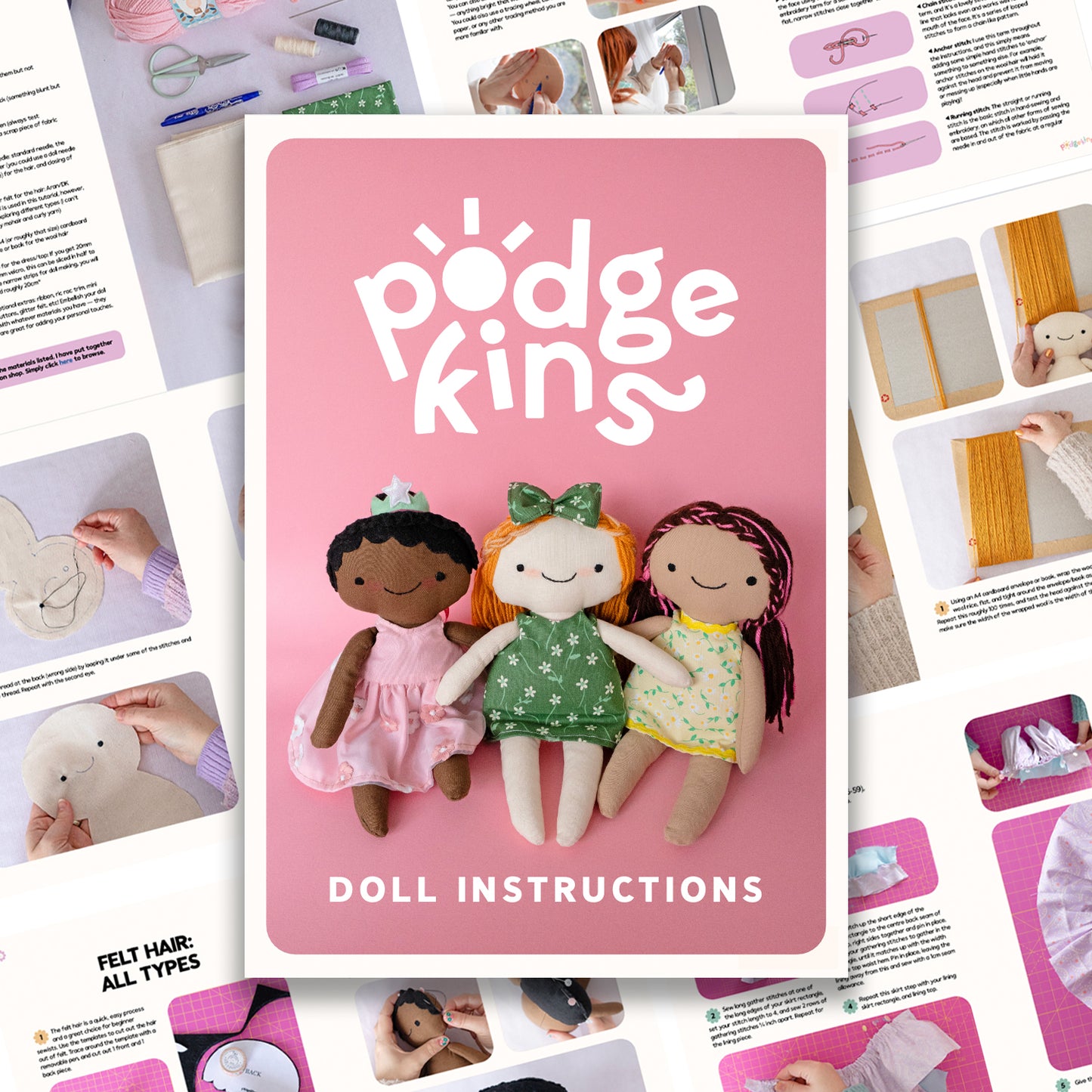 Podgekins Doll Sewing Pattern Dress Version