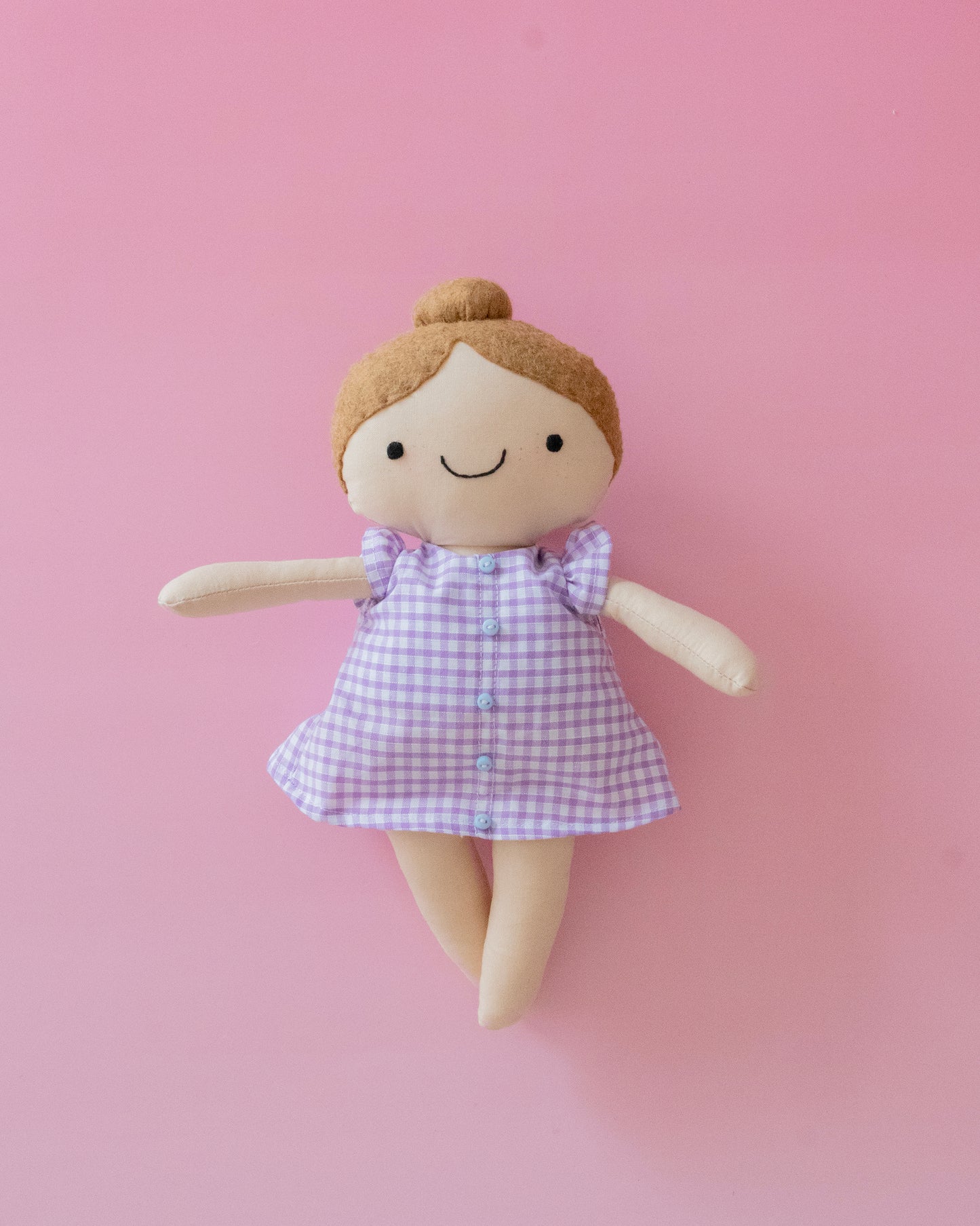 Build your own cloth doll craft kit with dress pattern - gingham