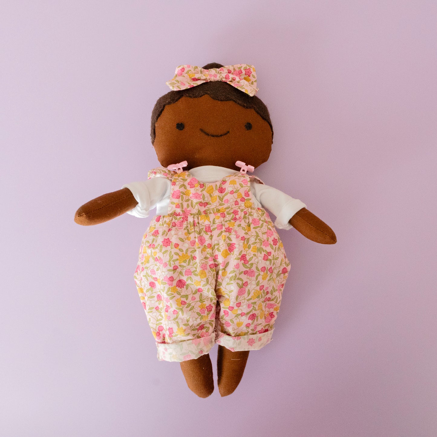 Build your own cloth doll craft kit with DUNGAREES pattern - florals