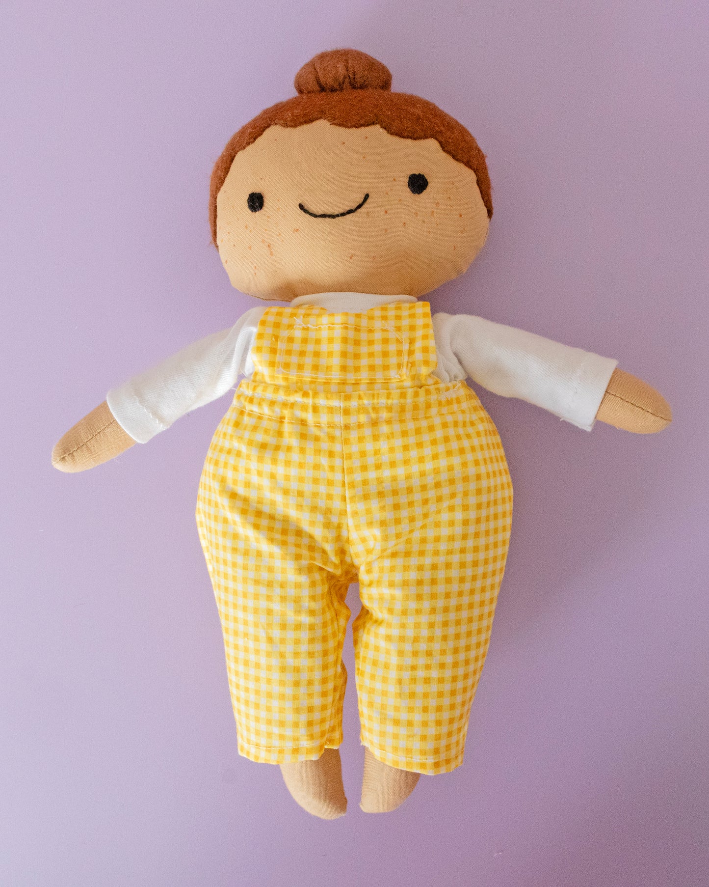 Build your own cloth doll craft kit with DUNGAREES pattern - GINGHAM