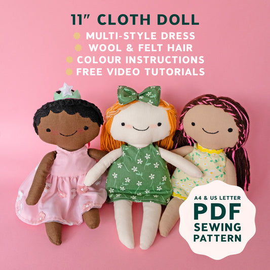 Podgekins Doll Sewing Pattern Dress Version
