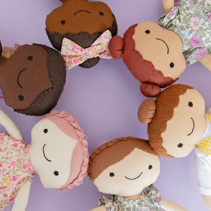 Build your own cloth doll craft kit with dress pattern - florals